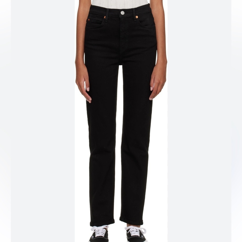 Re/Done Black Straight 70s Jeans Size 25 NWT